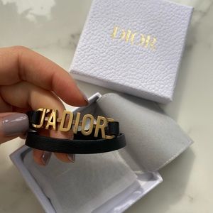Dior J’Adior authentic black leather bracelet